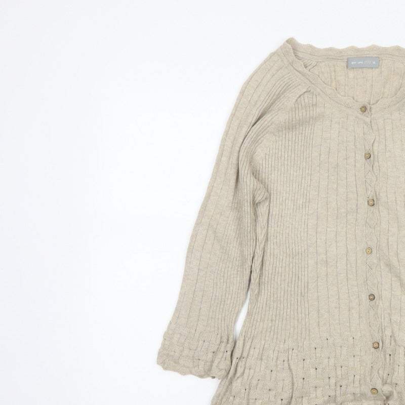 Per Una Women’s Beige Size 16 Ribbed Button Cardigan