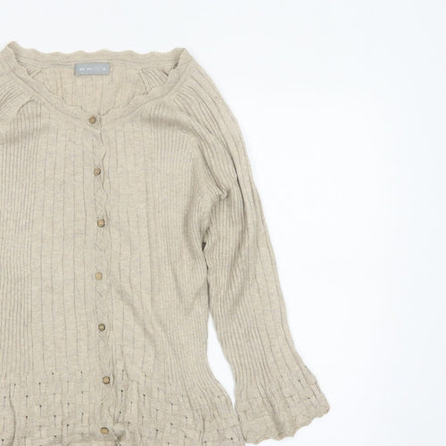 Per Una Women’s Beige Size 16 Ribbed Button Cardigan