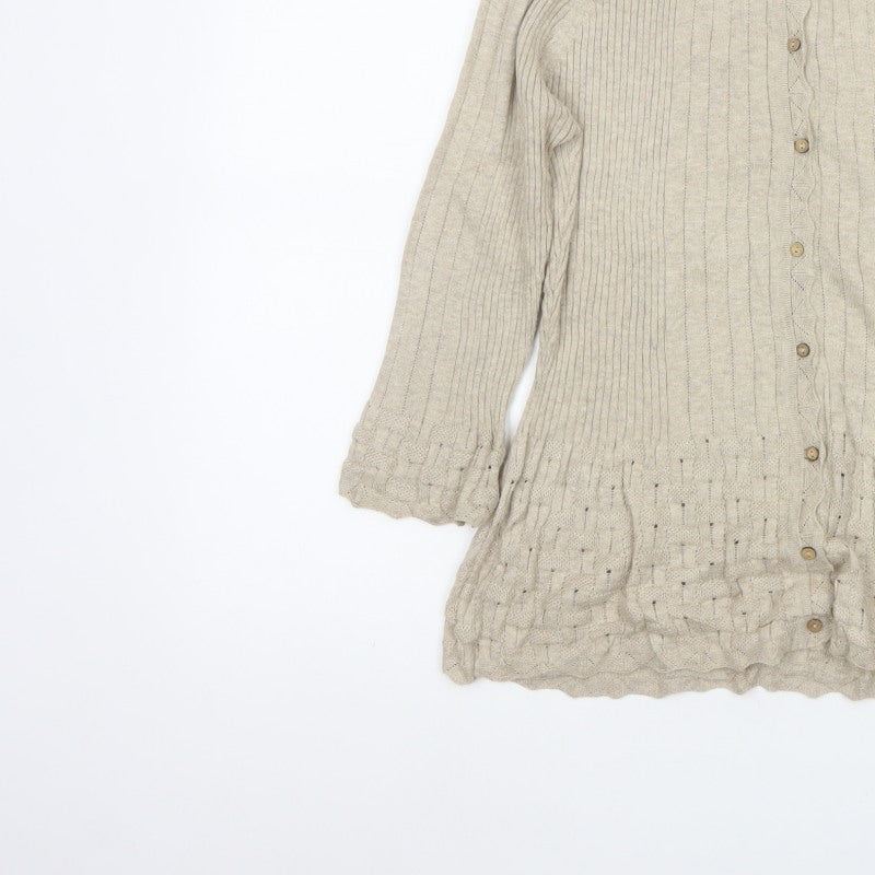 Per Una Women’s Beige Size 16 Ribbed Button Cardigan