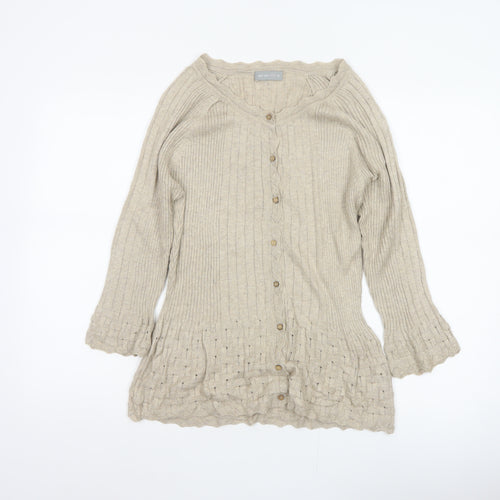 Per Una Women’s Beige Size 16 Ribbed Button Cardigan
