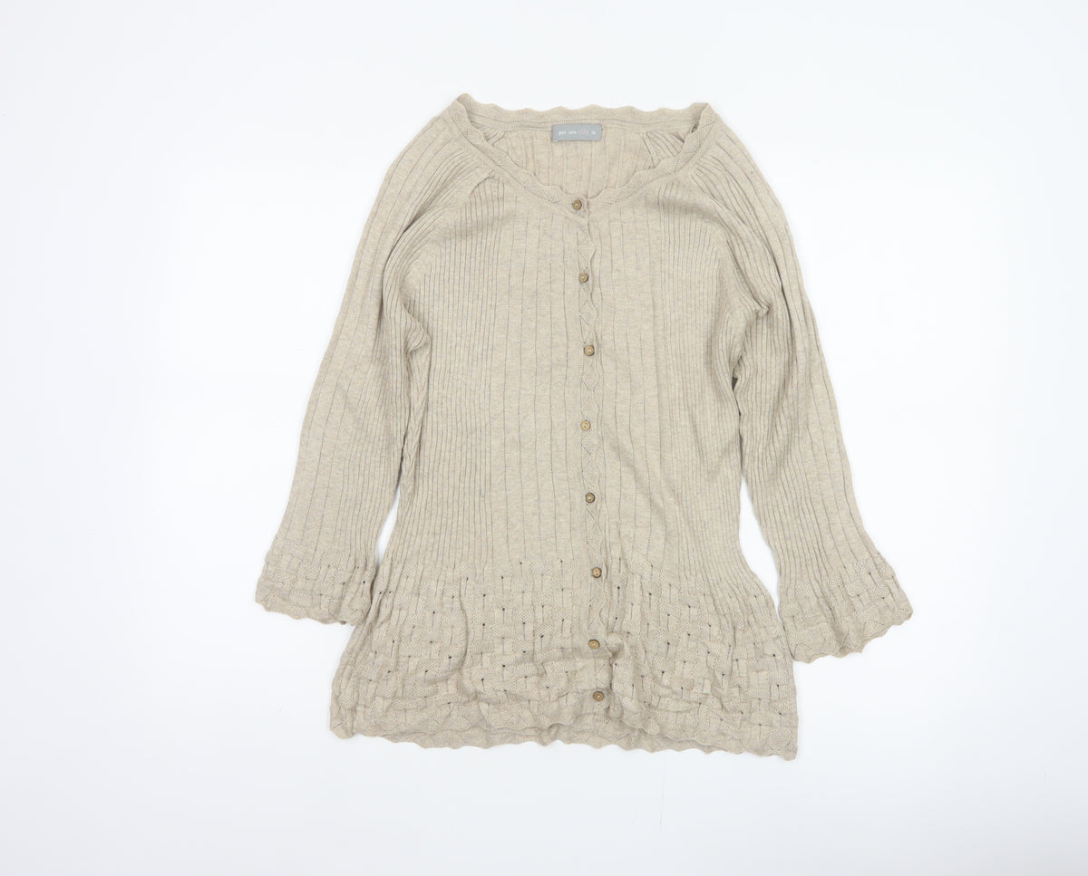 Per Una Women’s Beige Size 16 Ribbed Button Cardigan