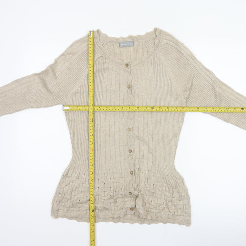 Per Una Women’s Beige Size 16 Ribbed Button Cardigan