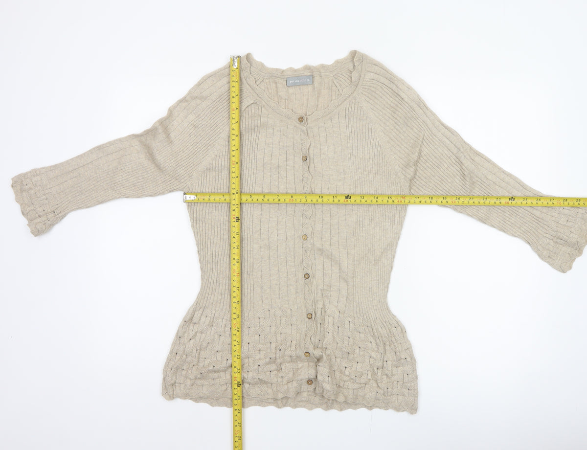 Per Una Women’s Beige Size 16 Ribbed Button Cardigan