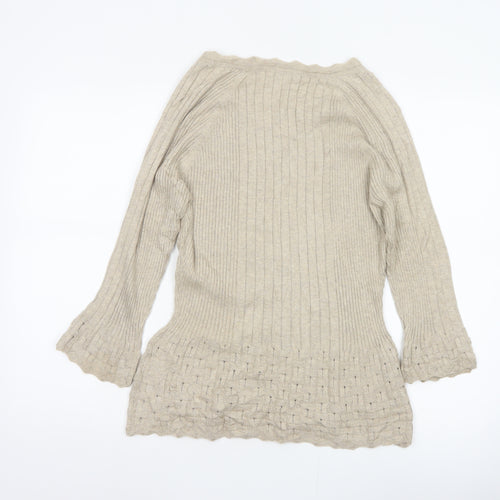 Per Una Women’s Beige Size 16 Ribbed Button Cardigan