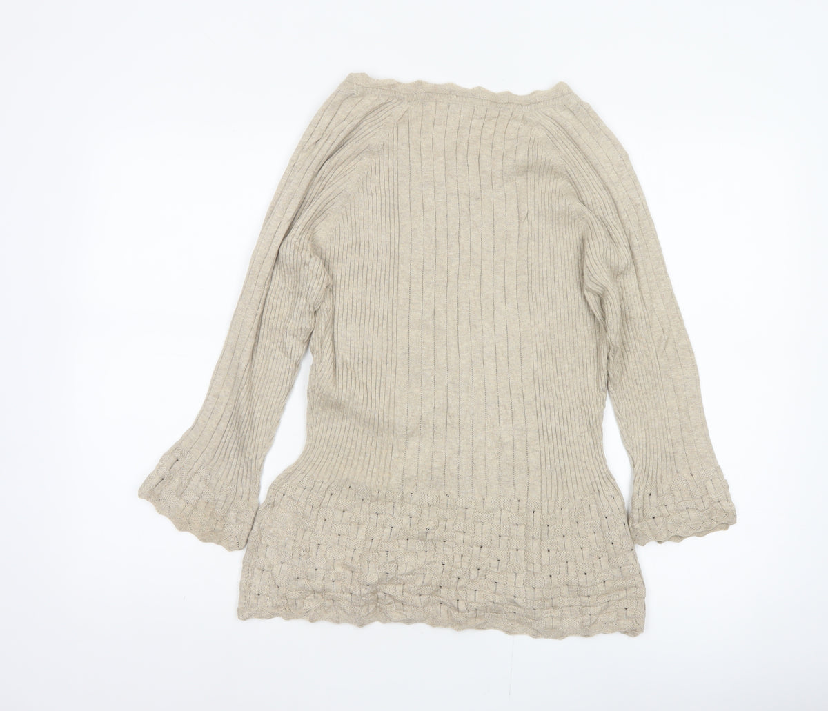 Per Una Women’s Beige Size 16 Ribbed Button Cardigan