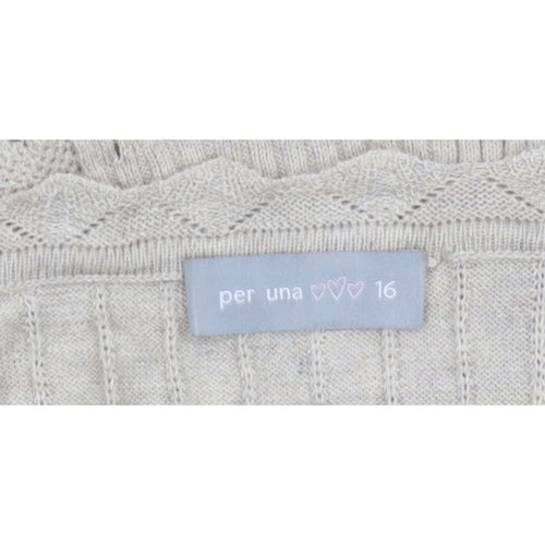 Per Una Women’s Beige Size 16 Ribbed Button Cardigan