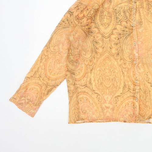 ASOS Women Orange UK 4 Paisley Sheer Long Sleeve Button-Up Blouse