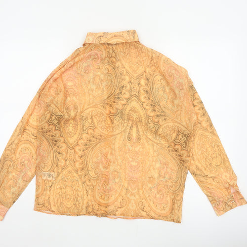ASOS Women Orange UK 4 Paisley Sheer Long Sleeve Button-Up Blouse