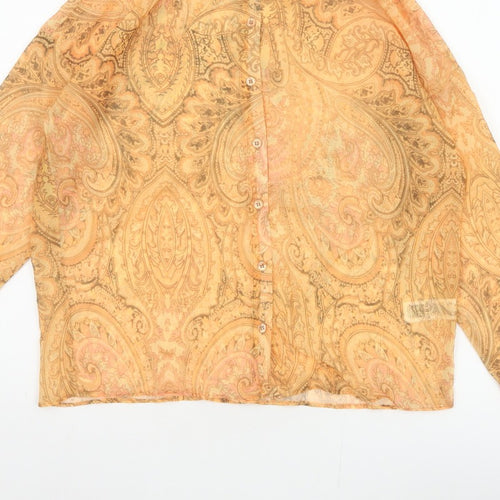 ASOS Women Orange UK 4 Paisley Sheer Long Sleeve Button-Up Blouse