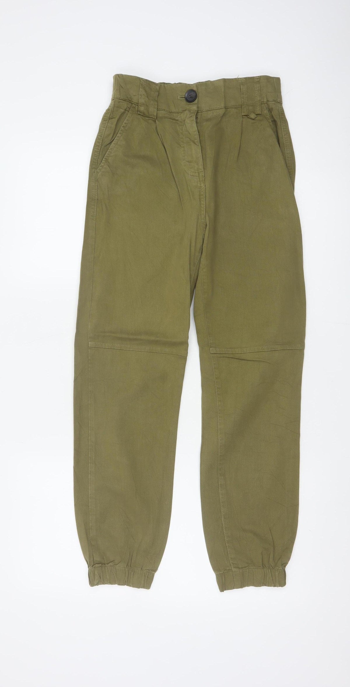 Bershka Women’s Green UK 4 High Rise Pleated Tapered Jogger Trousers