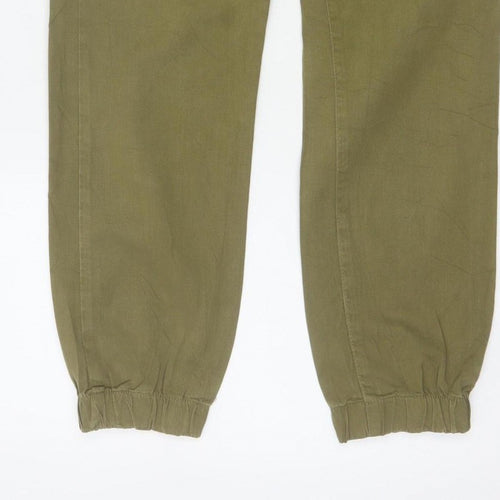 Bershka Women’s Green UK 4 High Rise Pleated Tapered Jogger Trousers