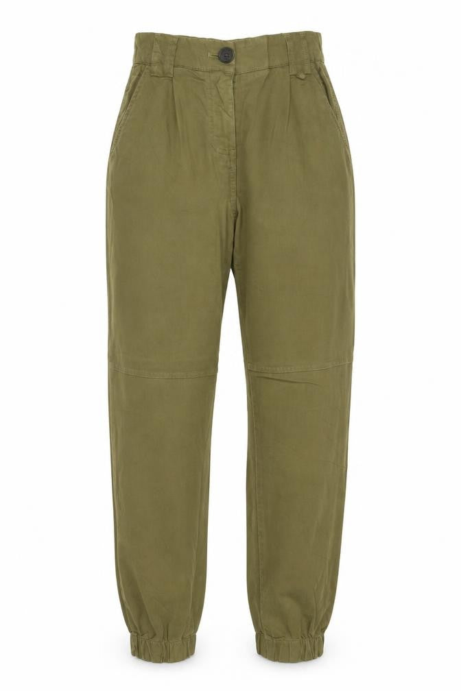 Bershka Women’s Green UK 4 High Rise Pleated Tapered Jogger Trousers