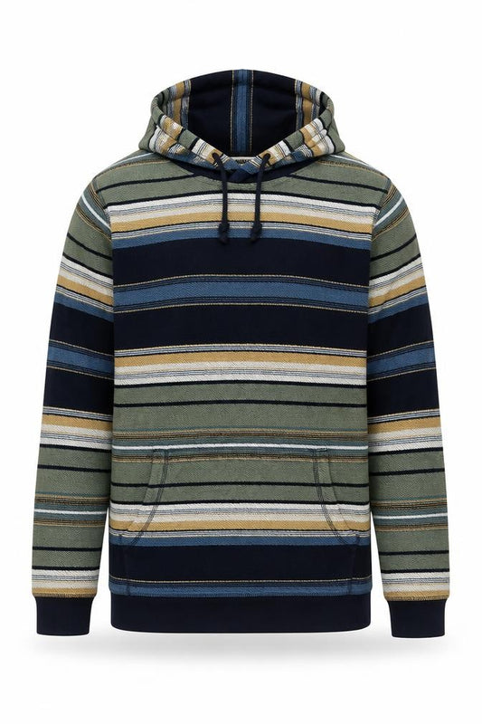 Fat Face Men’s Multicoloured Striped Pullover Hoodie XL Regular Cotton