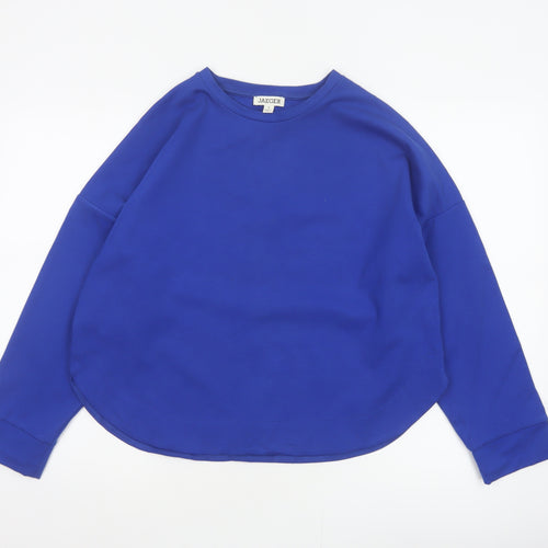 Jaeger Women Blue UK 10 Basic Crew Neck Long Sleeve Jersey Top