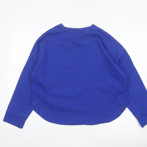 Jaeger Women Blue UK 10 Basic Crew Neck Long Sleeve Jersey Top