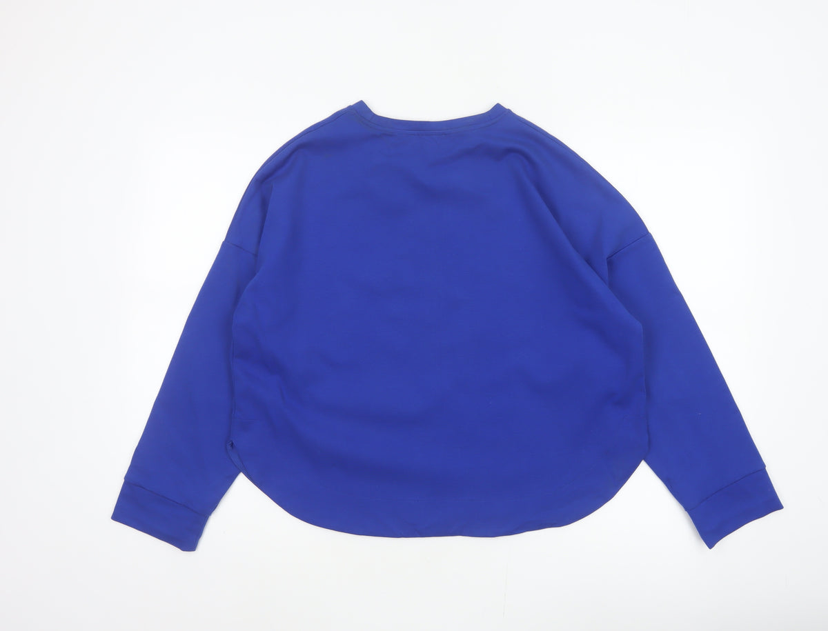 Jaeger Women Blue UK 10 Basic Crew Neck Long Sleeve Jersey Top