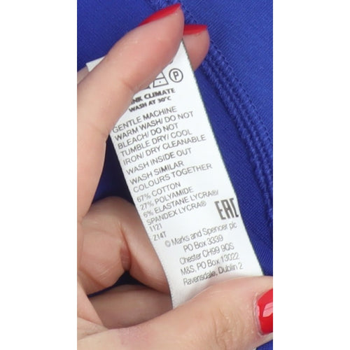 Jaeger Women Blue UK 10 Basic Crew Neck Long Sleeve Jersey Top