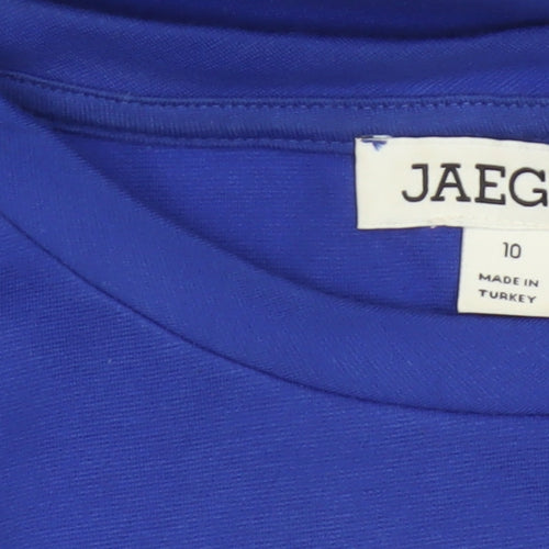 Jaeger Women Blue UK 10 Basic Crew Neck Long Sleeve Jersey Top