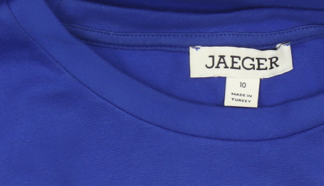 Jaeger Women Blue UK 10 Basic Crew Neck Long Sleeve Jersey Top