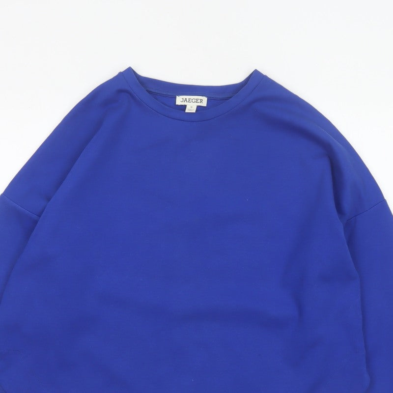 Jaeger Women Blue UK 10 Basic Crew Neck Long Sleeve Jersey Top