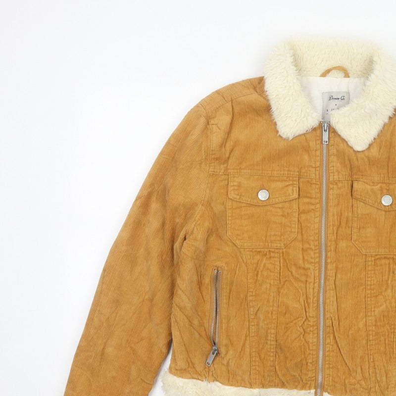 Denim Co. Women’s Brown Corduroy Faux Fur Trim Cropped Jacket UK 14