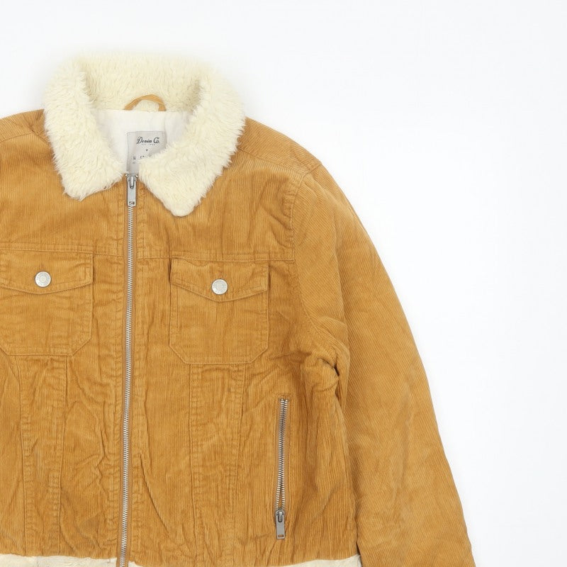 Denim Co. Women’s Brown Corduroy Faux Fur Trim Cropped Jacket UK 14