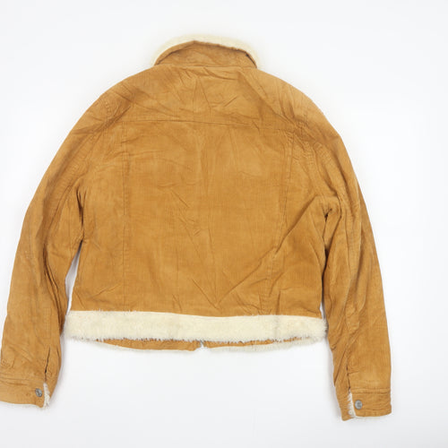 Denim Co. Women’s Brown Corduroy Faux Fur Trim Cropped Jacket UK 14