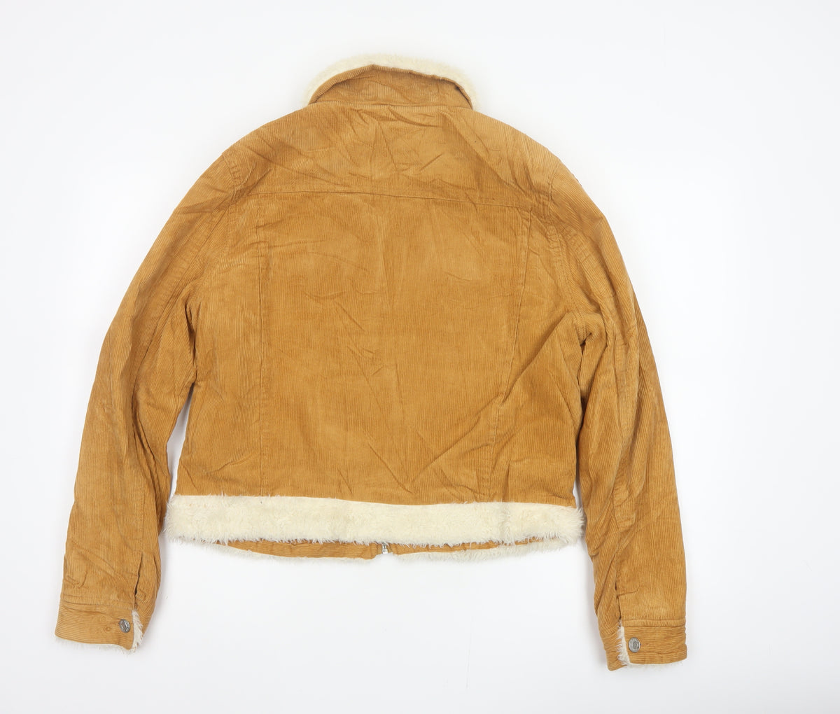 Denim Co. Women’s Brown Corduroy Faux Fur Trim Cropped Jacket UK 14