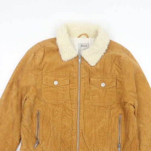 Denim Co. Women’s Brown Corduroy Faux Fur Trim Cropped Jacket UK 14