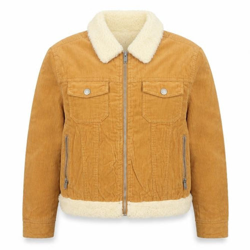 Denim Co. Women’s Brown Corduroy Faux Fur Trim Cropped Jacket UK 14