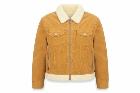 Denim Co. Women’s Brown Corduroy Faux Fur Trim Cropped Jacket UK 14