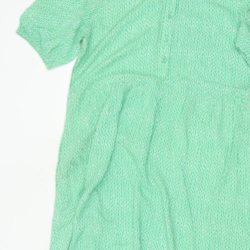 Marks and Spencer Women Green Size 10 Long Geometric Shirt Dress