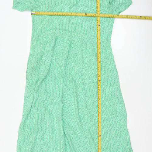 Marks and Spencer Women Green Size 10 Long Geometric Shirt Dress