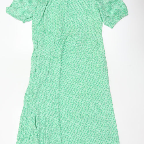 Marks and Spencer Women Green Size 10 Long Geometric Shirt Dress