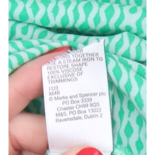Marks and Spencer Women Green Size 10 Long Geometric Shirt Dress