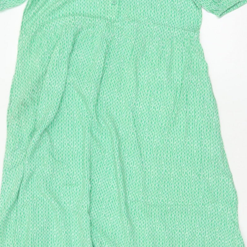 Marks and Spencer Women Green Size 10 Long Geometric Shirt Dress