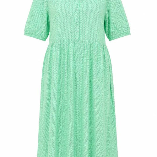 Marks and Spencer Women Green Size 10 Long Geometric Shirt Dress