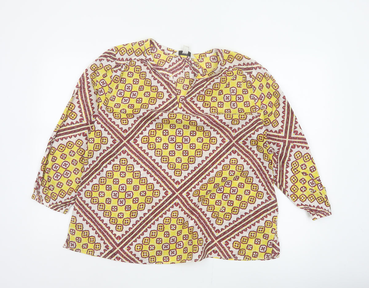Back view of Marks and Spencer Women Multicoloured, size 14, Bohemian V-Neck Blouse