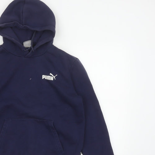 Puma Men’s Navy Blue S Pullover Hooded Logo Fleece Hoodie
