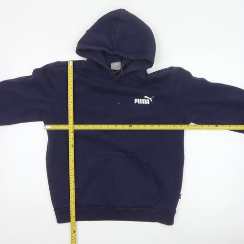 Puma Men’s Navy Blue S Pullover Hooded Logo Fleece Hoodie