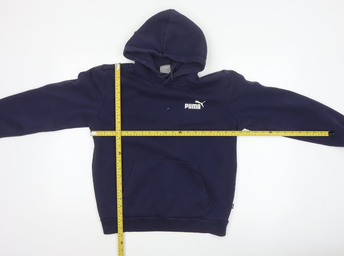 Puma Men’s Navy Blue S Pullover Hooded Logo Fleece Hoodie