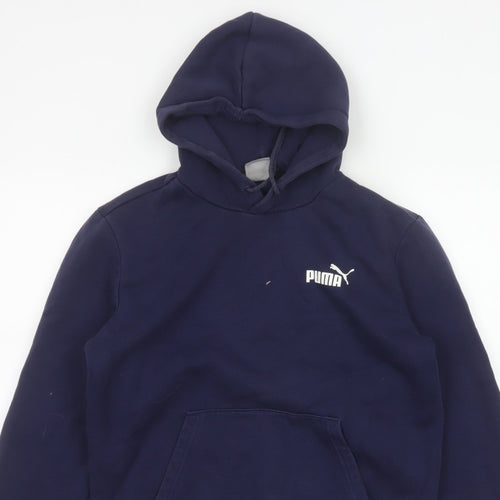 Puma Men’s Navy Blue S Pullover Hooded Logo Fleece Hoodie