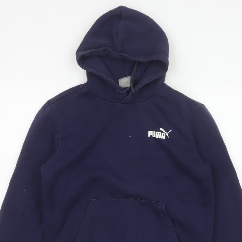 Puma Men’s Navy Blue S Pullover Hooded Logo Fleece Hoodie