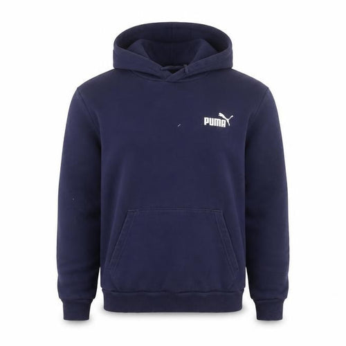 Puma Men’s Navy Blue S Pullover Hooded Logo Fleece Hoodie