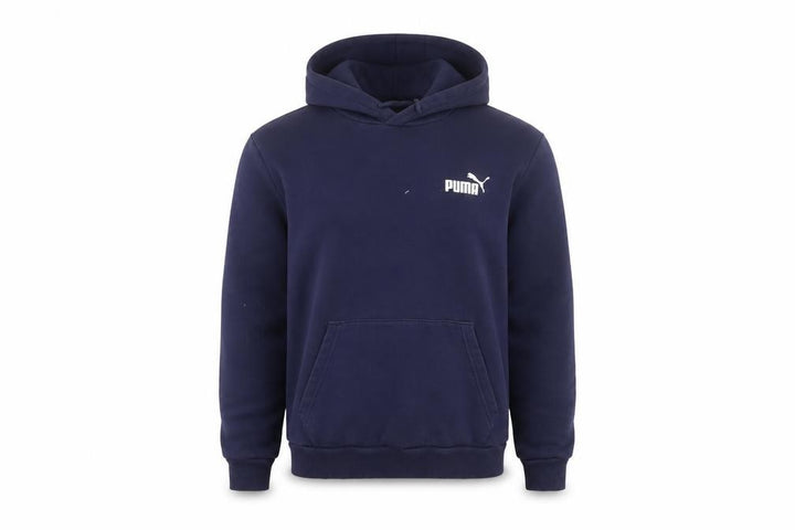 Puma Men’s Navy Blue S Pullover Hooded Logo Fleece Hoodie