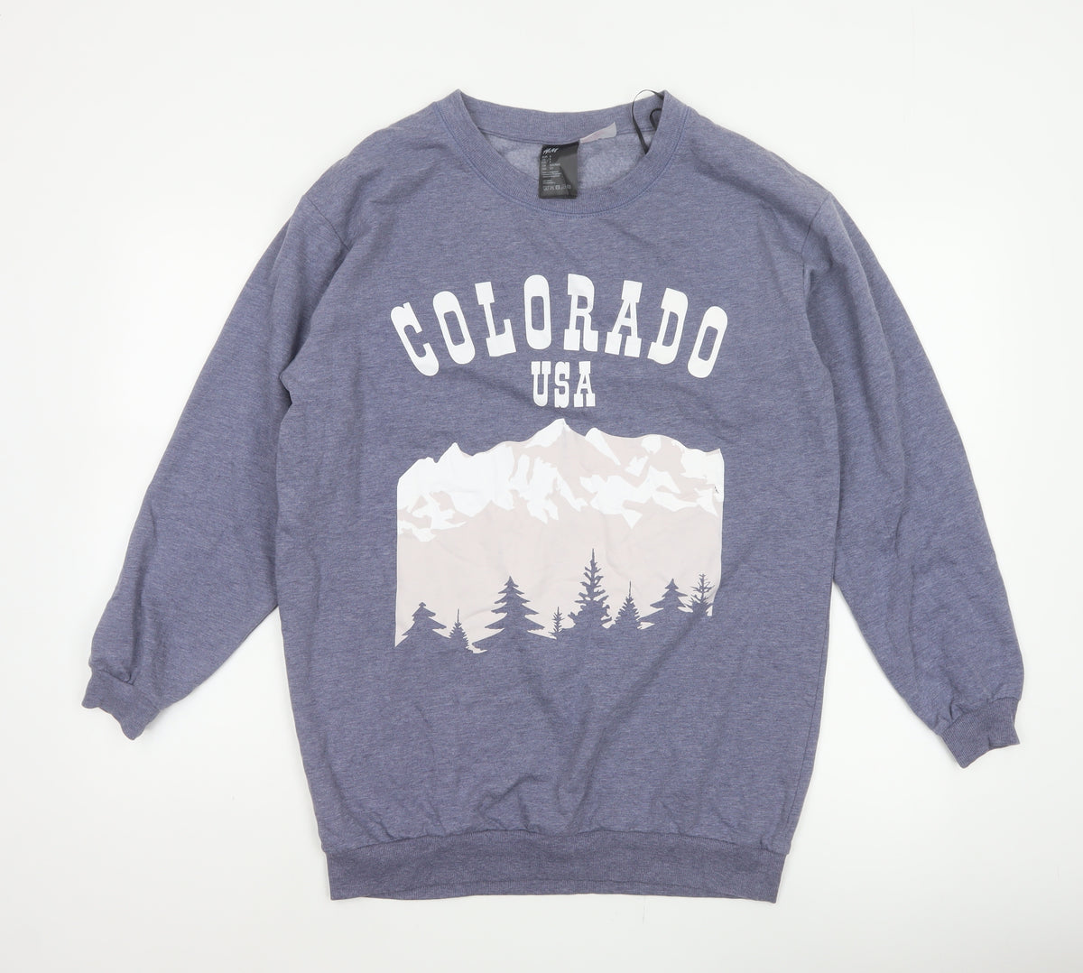 Back view of H&M Women Grey S Colorado USA Graphic Fleece Sweatshirt Pullover