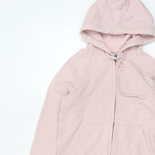 UNIQLO Women Pink S Full Zip Hooded Cotton Blend Hoodie