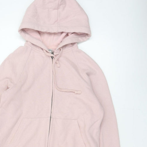 UNIQLO Women Pink S Full Zip Hooded Cotton Blend Hoodie