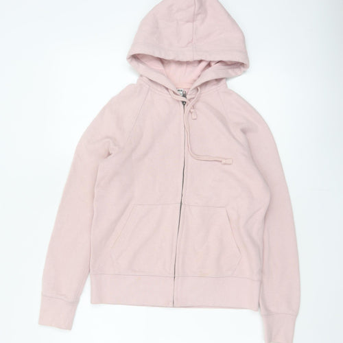 UNIQLO Women Pink S Full Zip Hooded Cotton Blend Hoodie