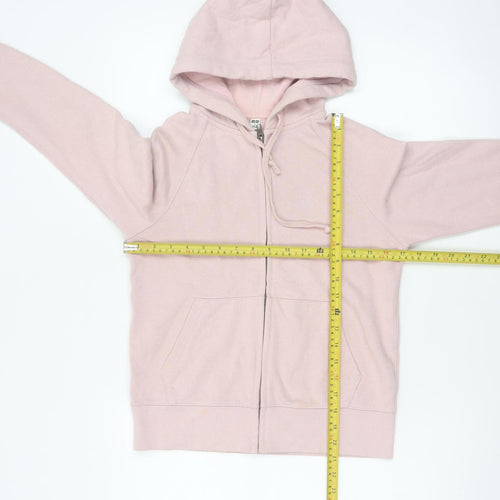 UNIQLO Women Pink S Full Zip Hooded Cotton Blend Hoodie